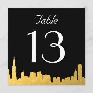 Hochzeitstisch Nummer Karte mit Stadt-Silhouette