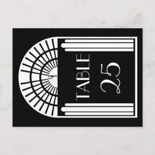 Hochzeitstisch Nummer Schwarz & Weiß Art Deco Stil Postkarte