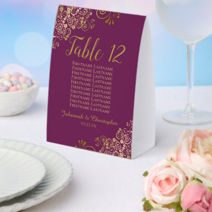 Hochzeitstisch Nummer Sitzordnung Cassis & Gold Tischaufsteller