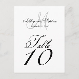 Hochzeitstisch-Nummern-Karten Monogramm Namen Datu Einladungspostkarte