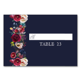 Hochzeitstisch-Platzkarte der Marine Burgundy Merl Tischnummer