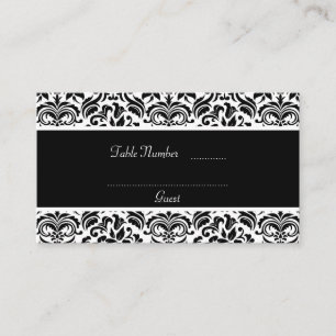 Hochzeitstisch-Platzkarten für Schwarz-Weiß-Damast Platzkarte