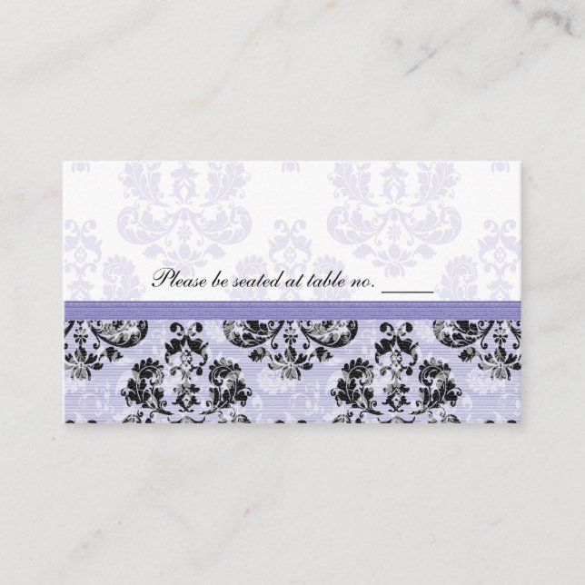 Hochzeitstisch-Platzkarten mit lila und schwarzem  Platzkarte (Vorderseite)