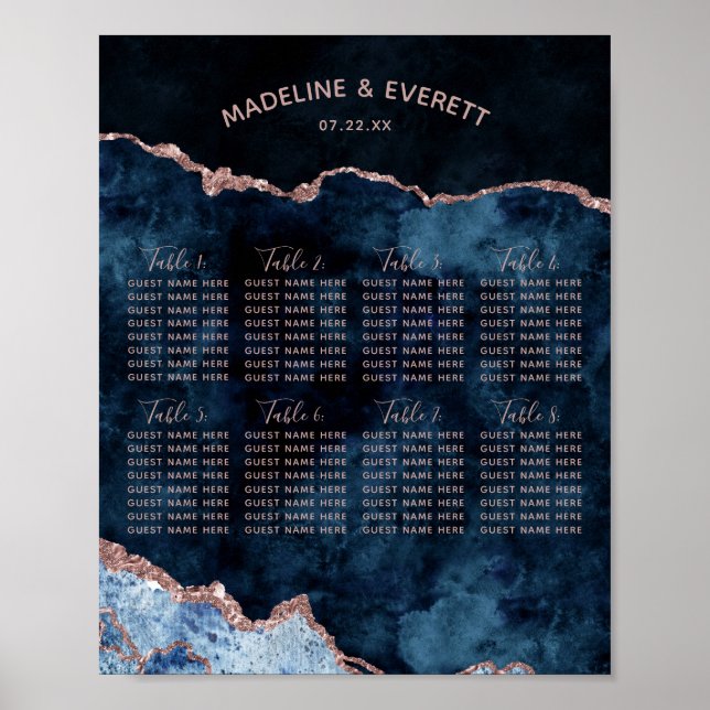 Hochzeitstisch-Seekarte für die blaue Rose Poster (Vorne)