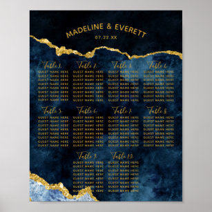 Hochzeitstisch-Seekarte für Navy Blue Gold Foil Poster