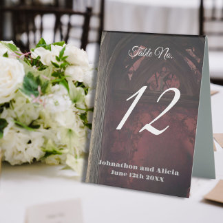 Hochzeitstischdekorationen im Gothstil Dark Moody Tischaufsteller