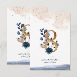 Hochzeitstischnummer in Navy, Blush und Gold Einladung