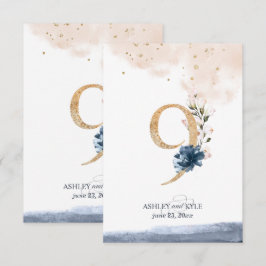 Hochzeitstischnummer in navy, rosé und gold einladung
