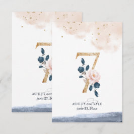Hochzeitstischnummer in navy, rosé und gold einladung