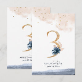 Hochzeitstischnummer in navy, rosé und gold einladung