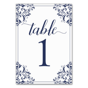 Hochzeitstischnummer Nadine (Navy) 1 Tischnummer