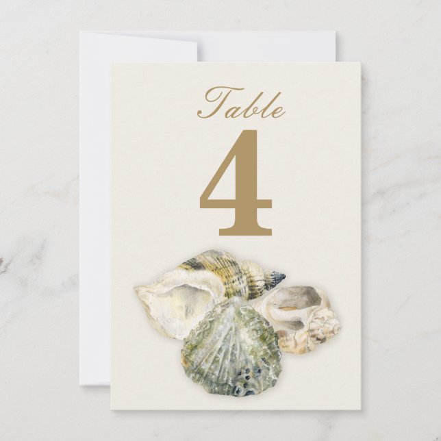 Hochzeitstischnummern aus Meeresmuscheln Einladung (Vorderseite)