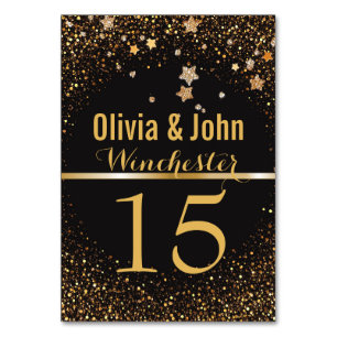 Hochzeitstischnummern   Elegante Gold Glitzer Star Tischnummer