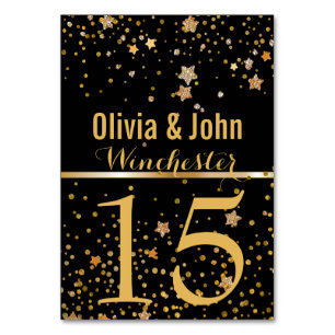 Hochzeitstischnummern Festivals Black Gold Stars Tischnummer