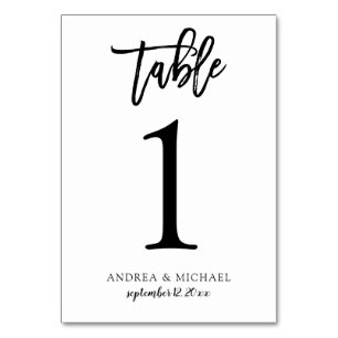 Hochzeitstischnummern   Pinselschrift (schwarz) 1 Tischnummer