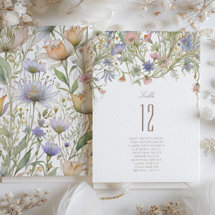 Hochzeitstischnummernkarte mit Wildblumen Einladung