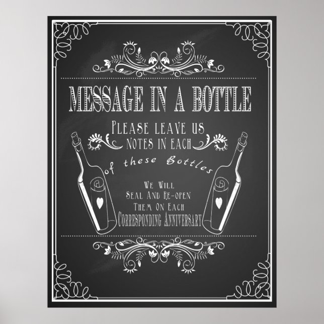 Hochzeitstorbuch "Botschaft in Flasche" Poster (Vorne)