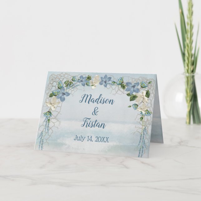 Hochzeitstorch auf der Blume Ozeanwasser Karte (Vorderseite)