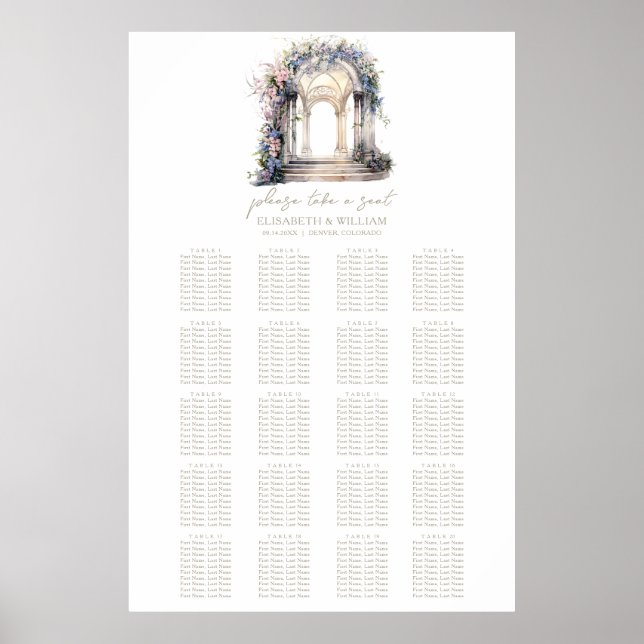 Hochzeitstorte Arch 20 Tabelle Hochzeitssatellite Poster (Vorne)