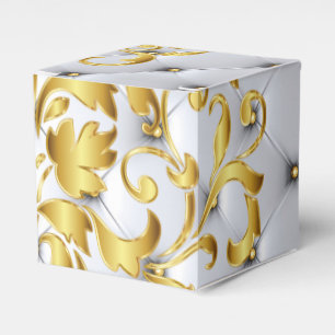 Hochzeitstorte-Bevorzugungs-Kasten im Silber und Geschenkschachtel