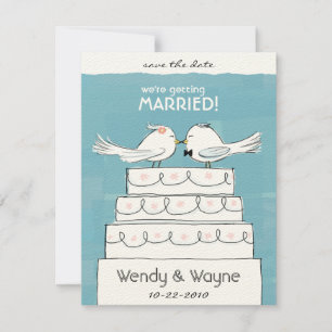 Hochzeitstorte Birds Braut & Bräutigam Save the Da Date