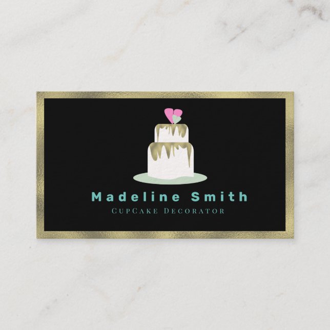 Hochzeitstorte-Dekorator Cake-Logo-Tiers Gold Visitenkarte (Vorderseite)