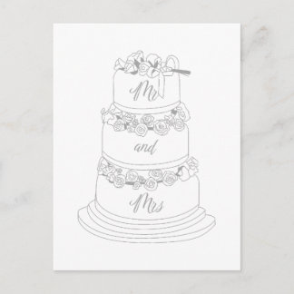 Hochzeitstorte Design Herr und Frau Postkarte