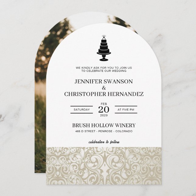 Hochzeitstorte Einladung (Vorne/Hinten)