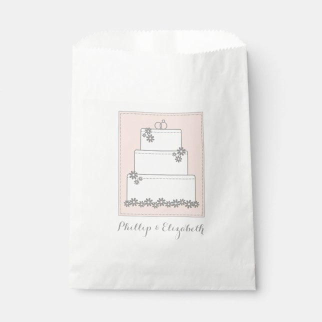 Hochzeitstorte Empfang Gönnertaschen Geschenktütchen (Vorderseite)