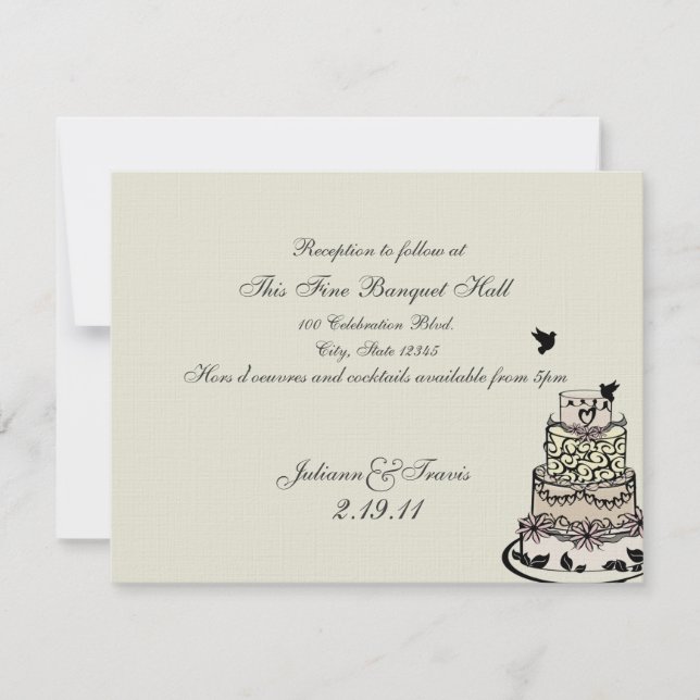 Hochzeitstorte/Empfang-Karte Einladung (Vorderseite)