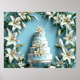 Hochzeitstorte Lilien Blumen Brautparty Dekoration