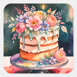 Hochzeitstorte Quadratischer Aufkleber