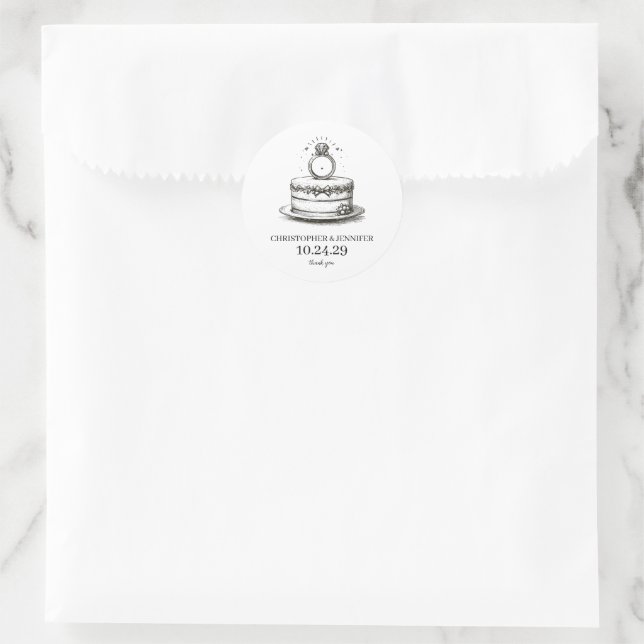 Hochzeitstorte-Ring Runder Aufkleber (Tasche)