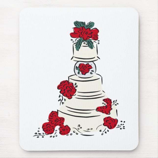 Hochzeitstorte Rote Blume Mousepad (Vorne)