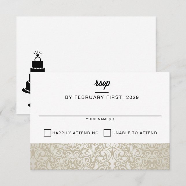 Hochzeitstorte RSVP Karte (Vorne/Hinten)