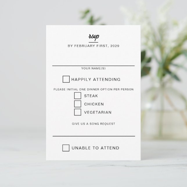 Hochzeitstorte RSVP Karte (Stehend Vorderseite)