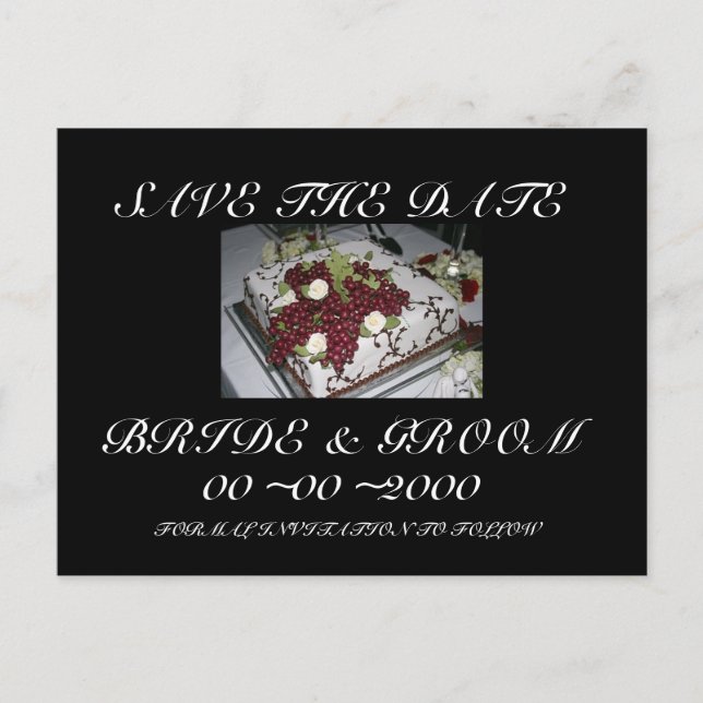 Hochzeitstorte Save the Date Ankündigungspostkarte (Vorderseite)