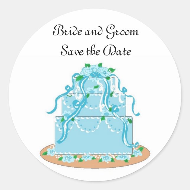 Hochzeitstorte Save the Date Runder Aufkleber (Vorderseite)