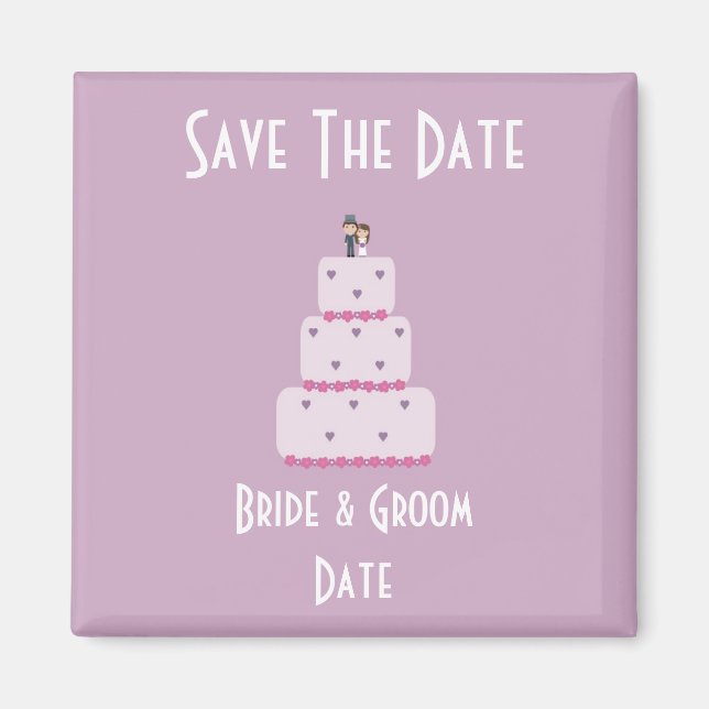 Hochzeitstorte Speichern Sie den Datumsmagnet Magnet (Vorne)
