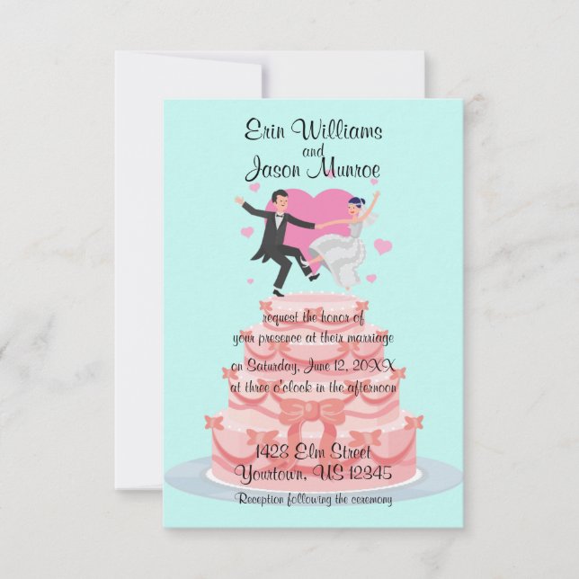 Hochzeitstorte-Tanz-Hochzeits-Einladung Einladung (Vorderseite)