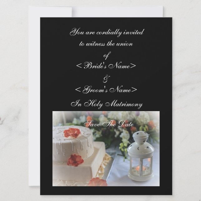 Hochzeitstorte und Lattern Save The Date (Vorderseite)