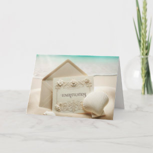Hochzeitstorys Glückwunsch in Beach Sand Karte