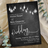 Hochzeitstypografie, Edison Lights on Chalkboard
