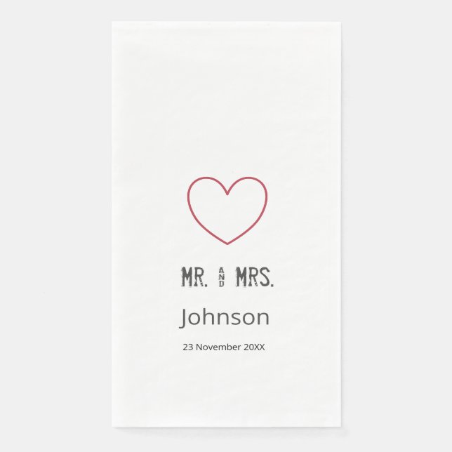 Hochzeitstypografie für personalisiertes Ehepaar Serviette (Vorderseite)