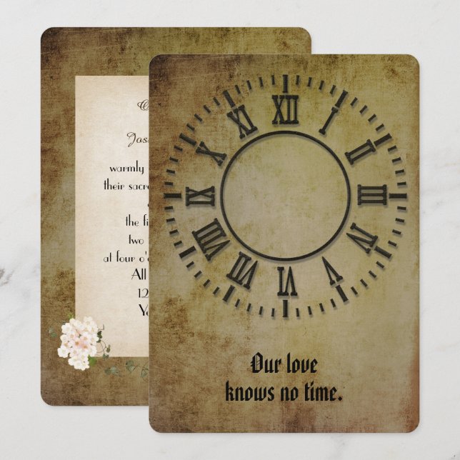 Hochzeitsuhr ohne Hände laden Einladung (Vorne/Hinten)