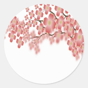 Hochzeitsumschlag-Dogwood-Design Runder Aufkleber