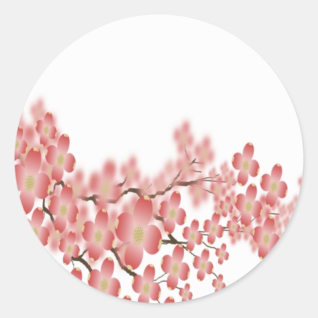 Hochzeitsumschlag-Dogwood-Design Runder Aufkleber (Vorderseite)