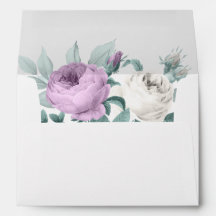 Hochzeitsumschlag von Lilac und White Peonies