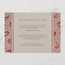 Hochzeitsunterkunft in Kraft Red Lace Land Begleitkarte