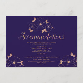 Hochzeitsunterkunft mit Kupfer und Blumen Begleitkarte